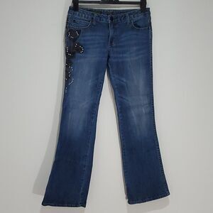 WRANGLER rock 47 31x32 ultra low rise dark wash bootcut jeans